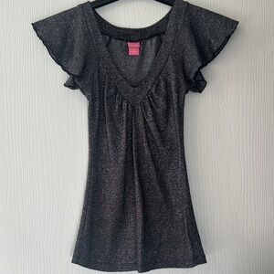 Angels Metallic Black and Silver Top